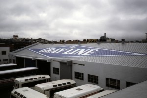 Gray Line Tours, San Francisco. 60' Painted sign for Bob Werbe. Toby Levy, Architect. Marshall Johnson Painting.